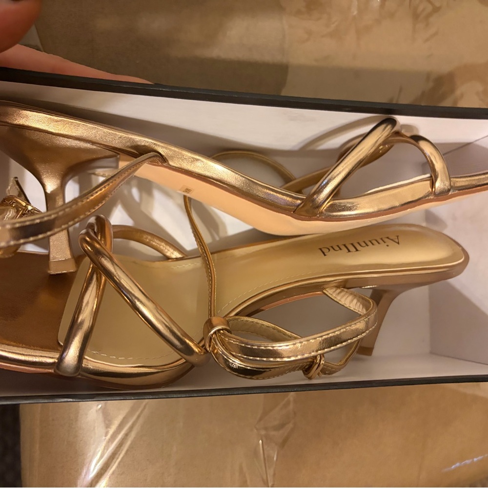 Gold Strappy Women's Heels